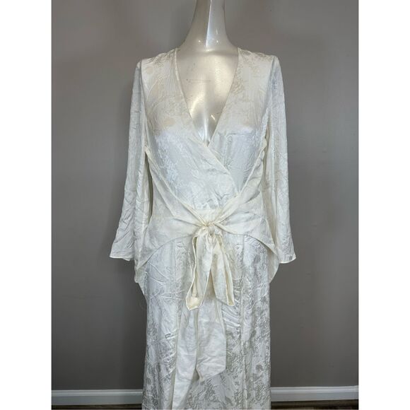 NWT Galvan London Silk Blend Jacquard Havana Maxi Wrap Dress White Size 4 $2,295 - Picture 7 of 13